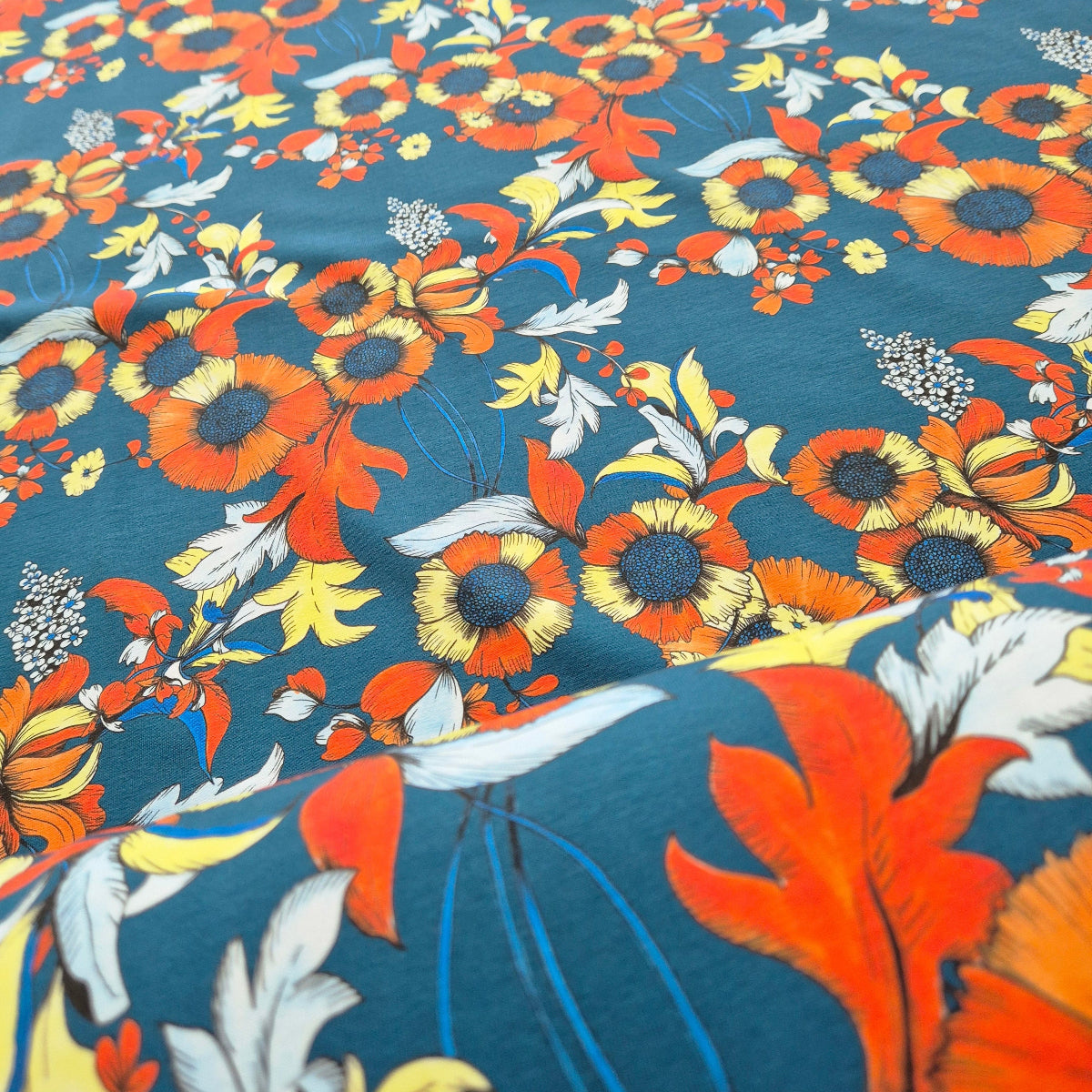 Biologisch katoenen tricot stof 'Pippi' Blue Sapphire