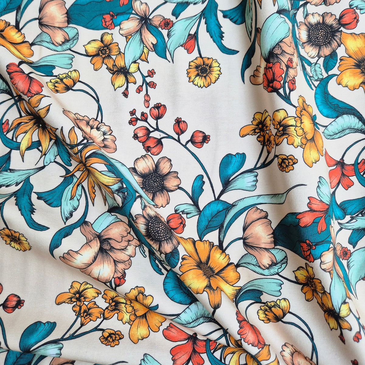 Biologisch katoenen tricot stof 'Ida' White Chocolate