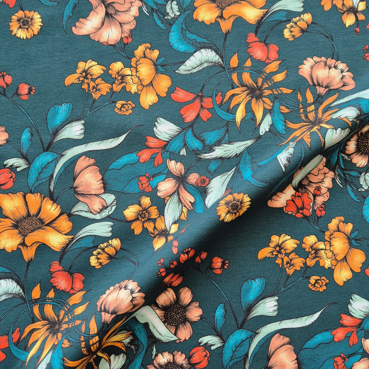 Biologisch katoenen tricot stof 'Ida' Midnight Green