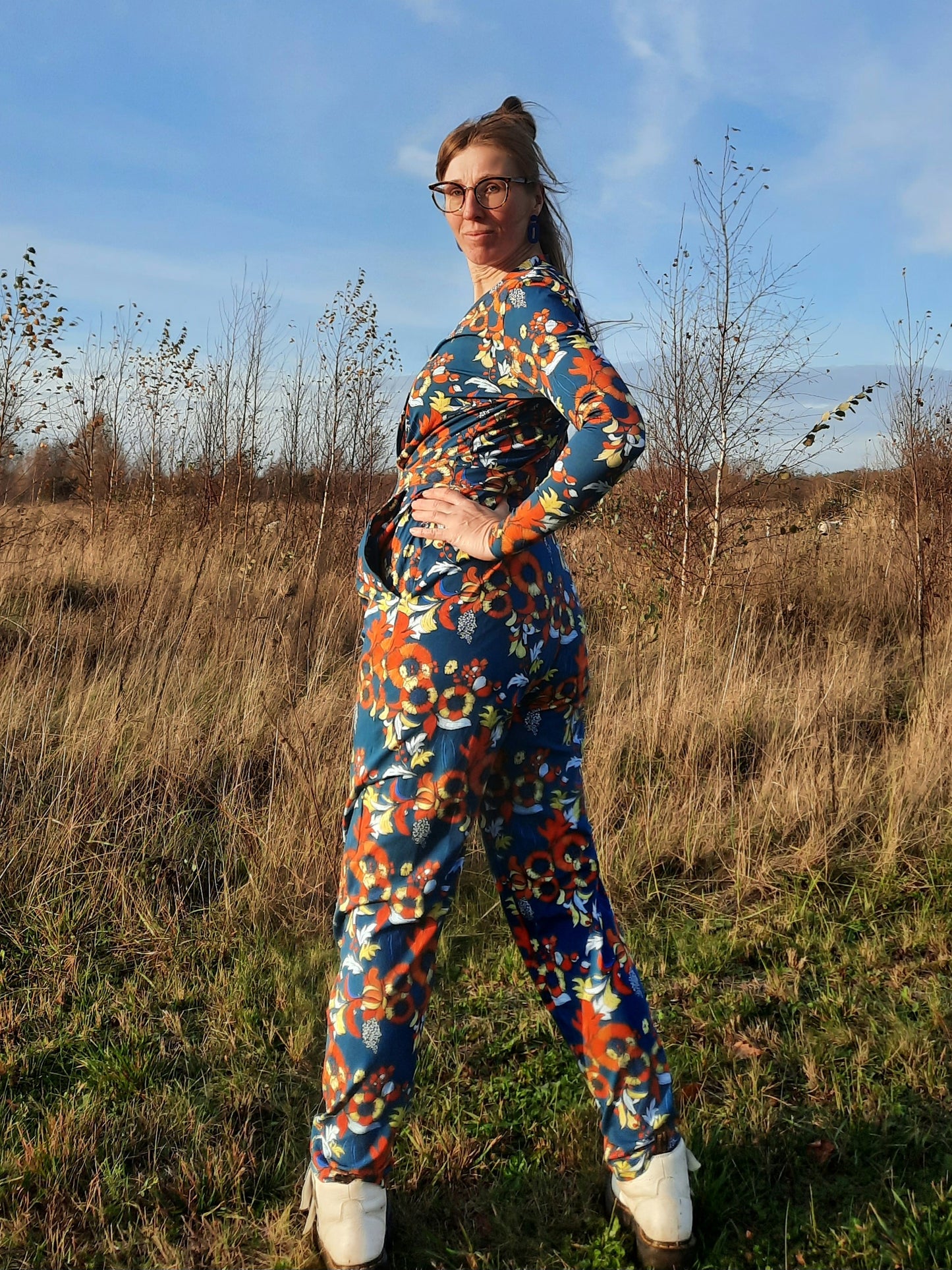 Biologisch katoenen tricot stof 'Pippi' Blue Sapphire