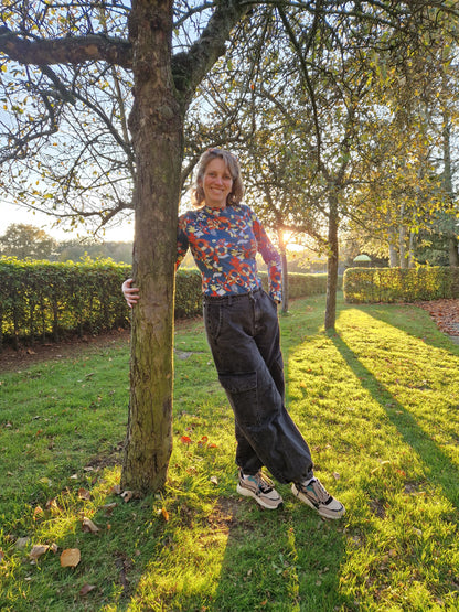 Biologisch katoenen tricot stof 'Pippi' Blue Sapphire