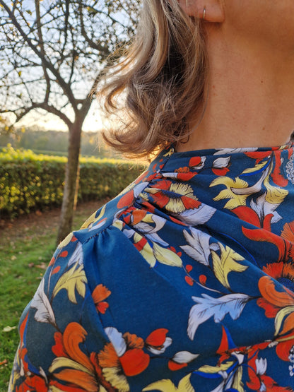 Biologisch katoenen tricot stof 'Pippi' Blue Sapphire