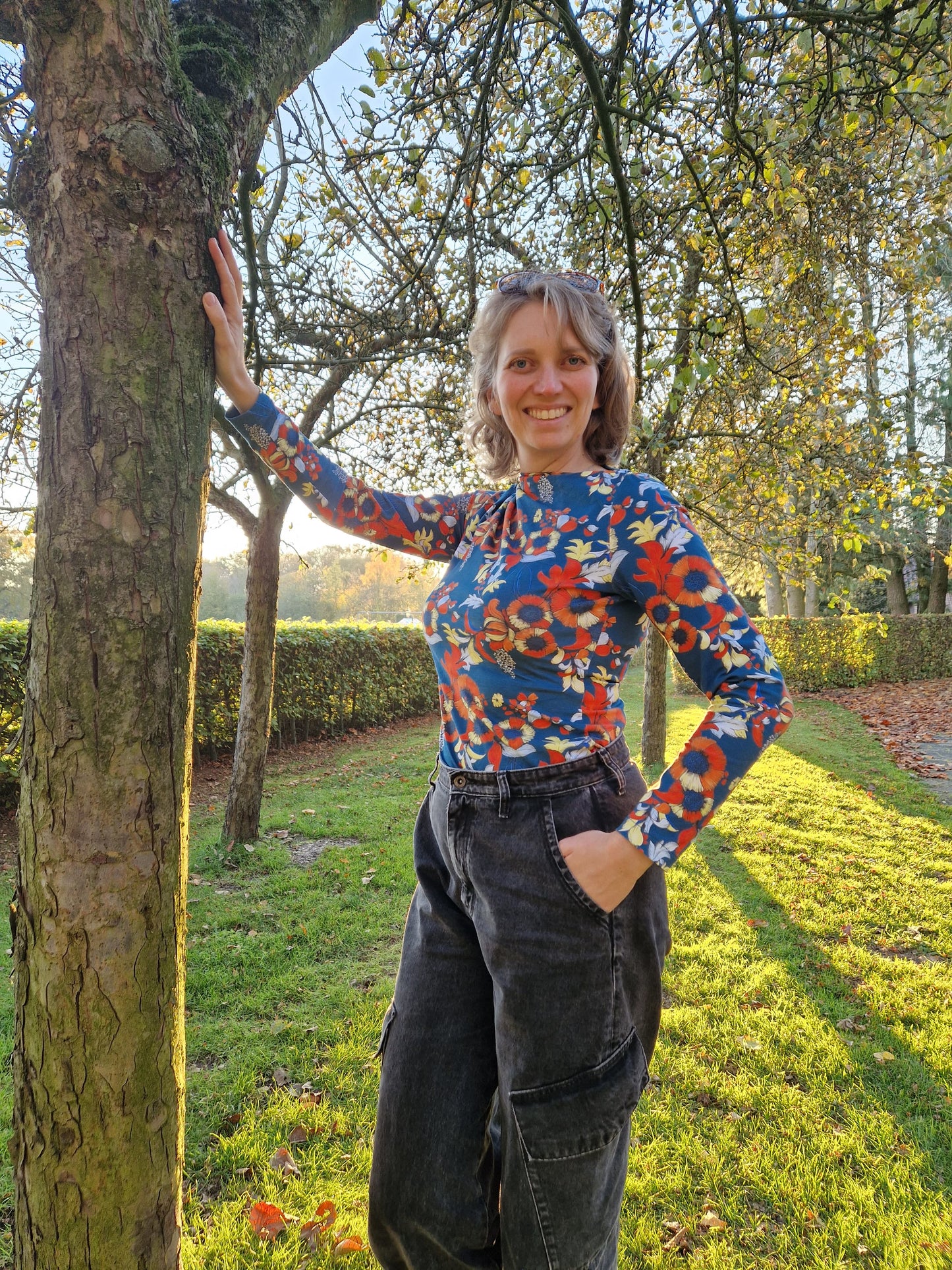 Biologisch katoenen tricot stof 'Pippi' Blue Sapphire