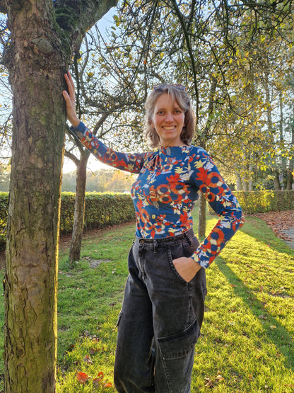 Biologisch katoenen tricot stof 'Pippi' Blue Sapphire