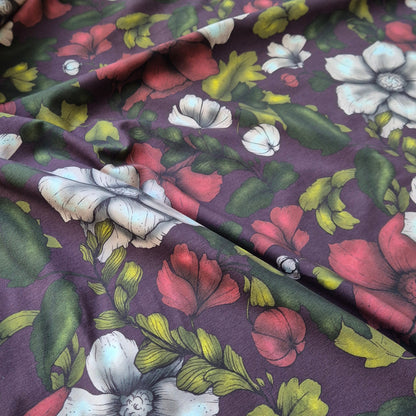 Nora cherry, exclusieve zelfontworpen tricot stof met biologisch katoen