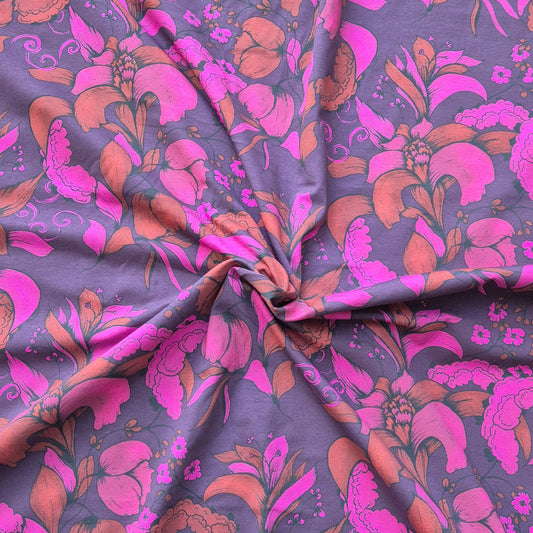 Nina purple, zelfontworpen exclusieve tricot stof met biologisch katoen