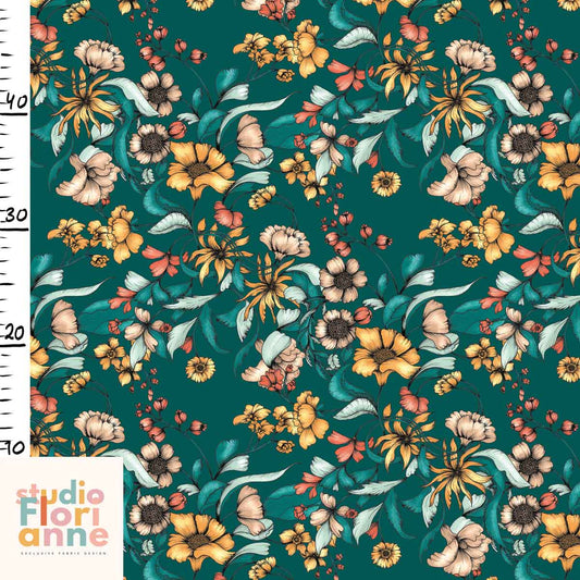 Biologisch katoenen tricot stof 'Ida' Midnight Green